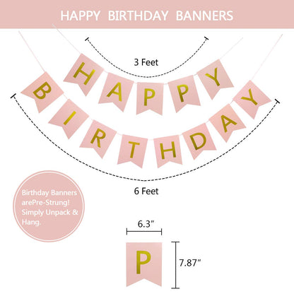 Macaron Birthday Decorations - Pack of 20 | Happy Birthday Banner, Tissue Paper, Swirls, Garland | Birthday Decorations for Women | Birthday Party Decorations | Happy Birthday Decorations