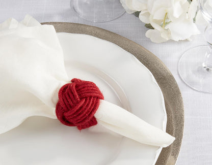 Fennco Styles Classic Braided Jute Napkin Rings, Set of 4 - Ivory Burlap Napkin Holders for Dining Table, Home, Banquets, Holidays, Family Gatherings and Special Events