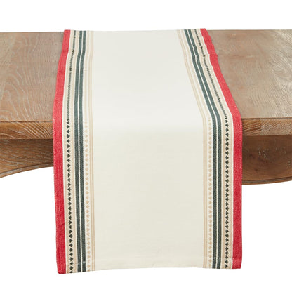 Fennco Styles Dobby Christmas Trees Design Cotton Placemats 13" W X 19" L, Set of 4 or Table Runner- Multicolor Table Mats or Table Runner for Winter Holiday Décor, Banquet, Family Gathering and Special Occasion