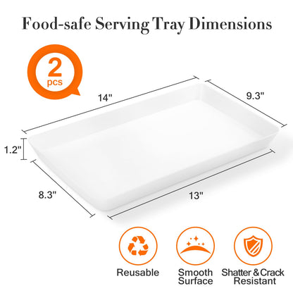 WOWBOX 4 pcs Serving Tray for Entertaining, Serving Platters for Snacks, Fruit, Cookies, Dessert, Reusable Plastic Trays for Serving Food and Pantry Organization in Kitchen & for Parties