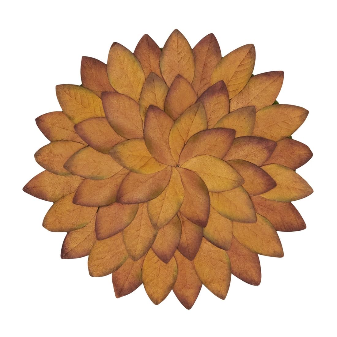 Fennco Styles Harvest Fall Leave Holiday Placemats 15" Round, Set of 4 - Copper Leaf Pattern Design Table Mat for Home Décor