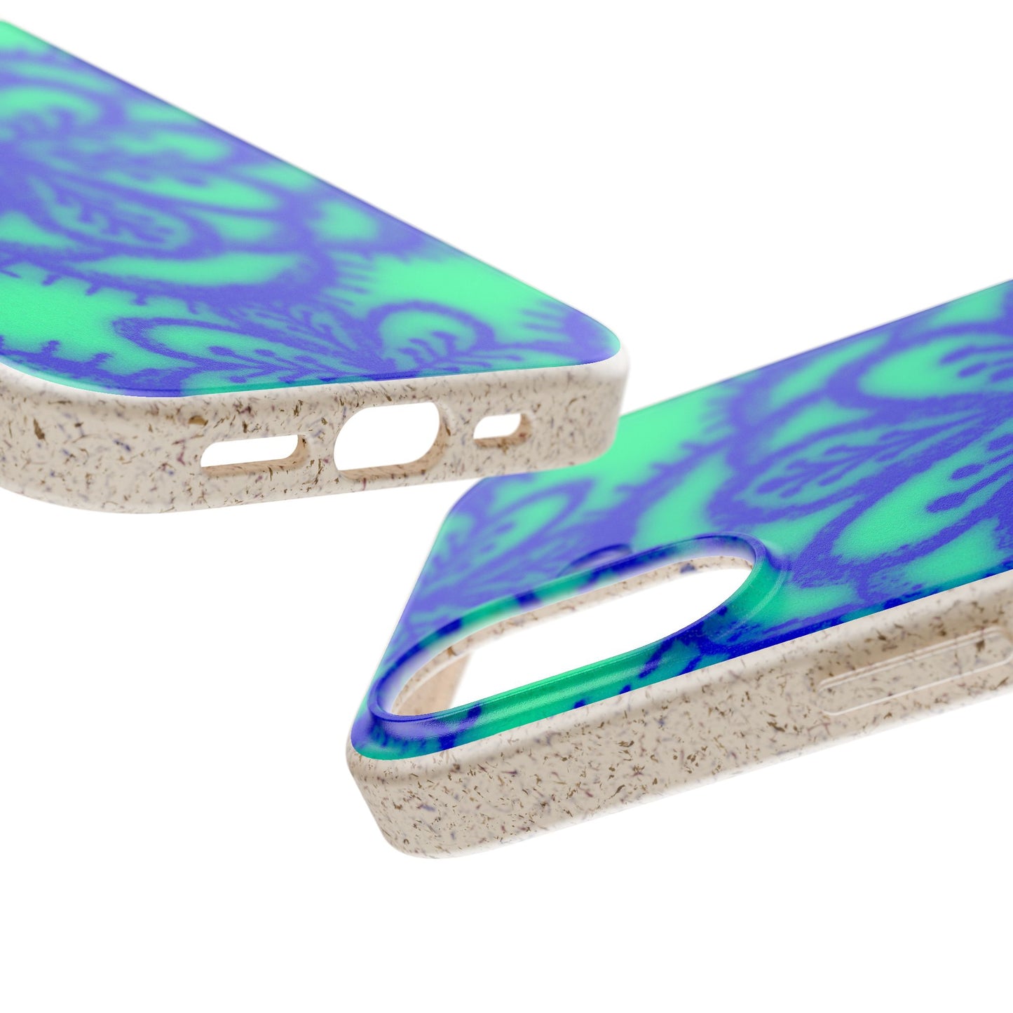 Biodegradable Phone Case — Blue Green Floral Mandala Eco-Friendly iPhone Cover