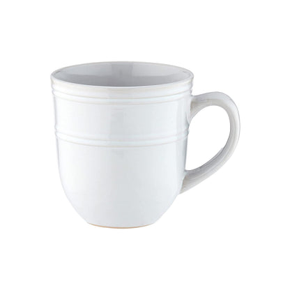White stoneware mug on a white background