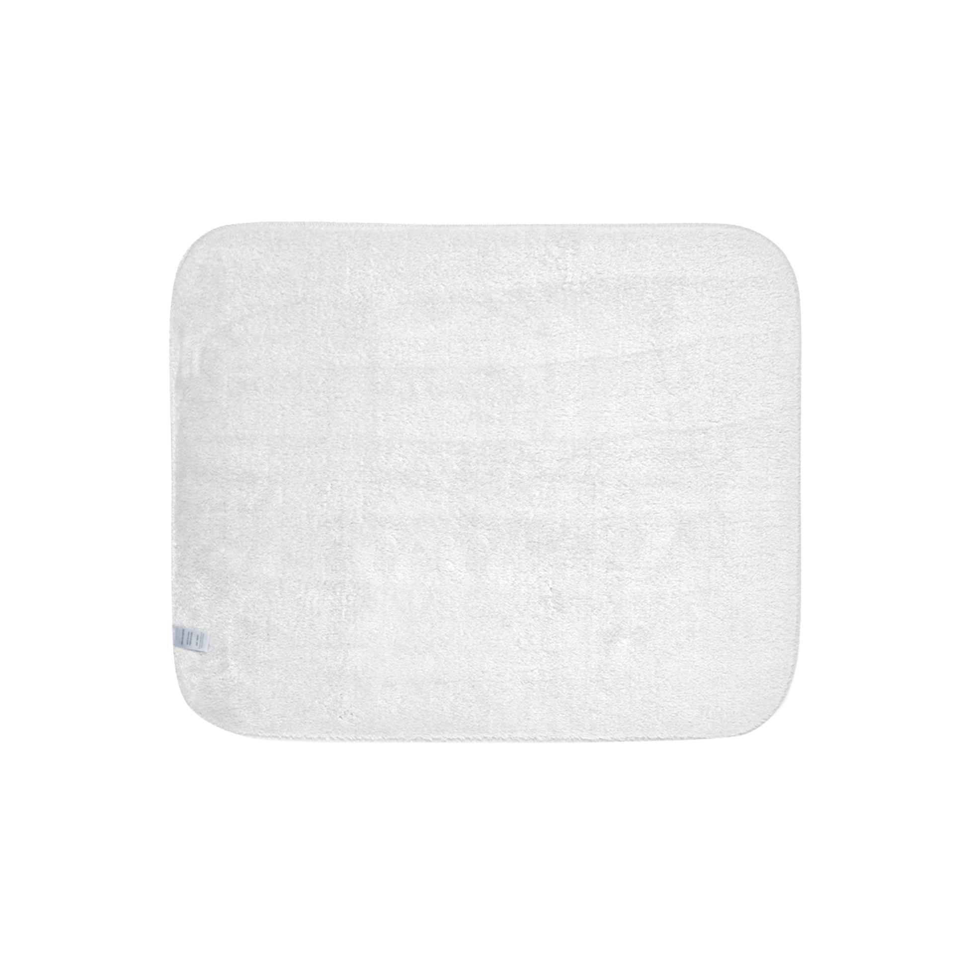 Rectangular white bath mat on a white background