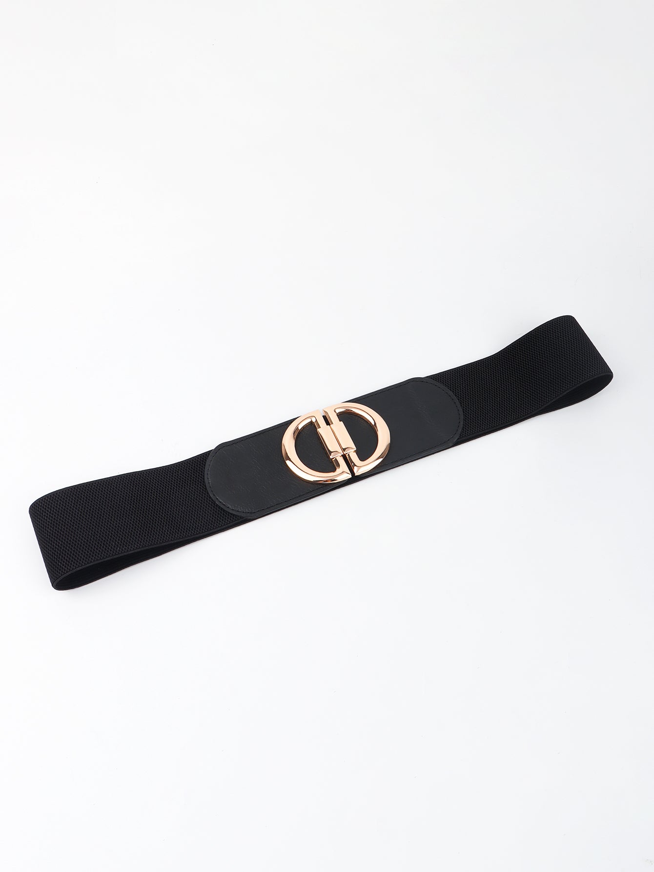 Black belt with a gold buckle on a white background