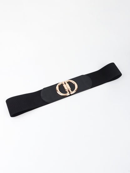 Black belt with a gold buckle on a white background