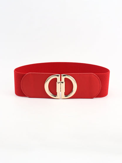 Red belt with a gold buckle on a white background