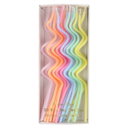 Meri Meri Swirly Tall Cake Candles (Pack of 20), 5" Tall, Unscented Meri Meri Candles