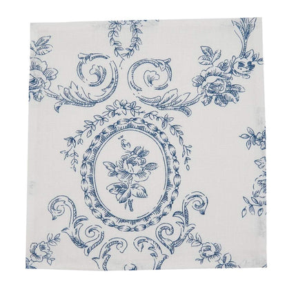 Fennco Styles Floral Story Indigo Pure Linen Table Linens