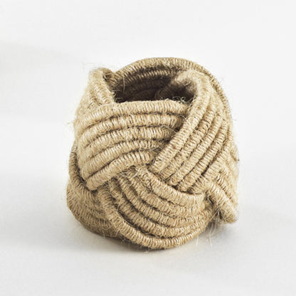 Fennco Styles Classic Braided Jute Napkin Rings, Set of 4 - Ivory Burlap Napkin Holders for Dining Table, Home, Banquets, Holidays, Family Gatherings and Special Events