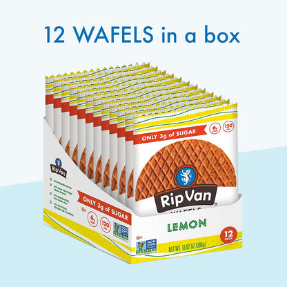 Rip Van Wafels Dutch Caramel & Vanilla Stroopwafels, Healthy Snacks, Non-GMO, Low Calorie, Low Sugar (3g), Office Snacks, Keto Friendly, 12 Count