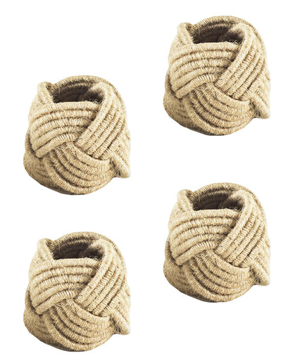 set of 4 jute napkin rings, tan