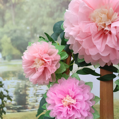 Pinks Flowers Decoration (11''-7'' Assorted) 6 pcs Artificial Tissue Paper Peony Nursery Wall Bridal Shower Centerpiece Baby Girl Birthday Tea Party