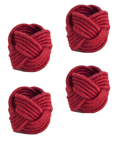 set of 4 jute napkin rings, red