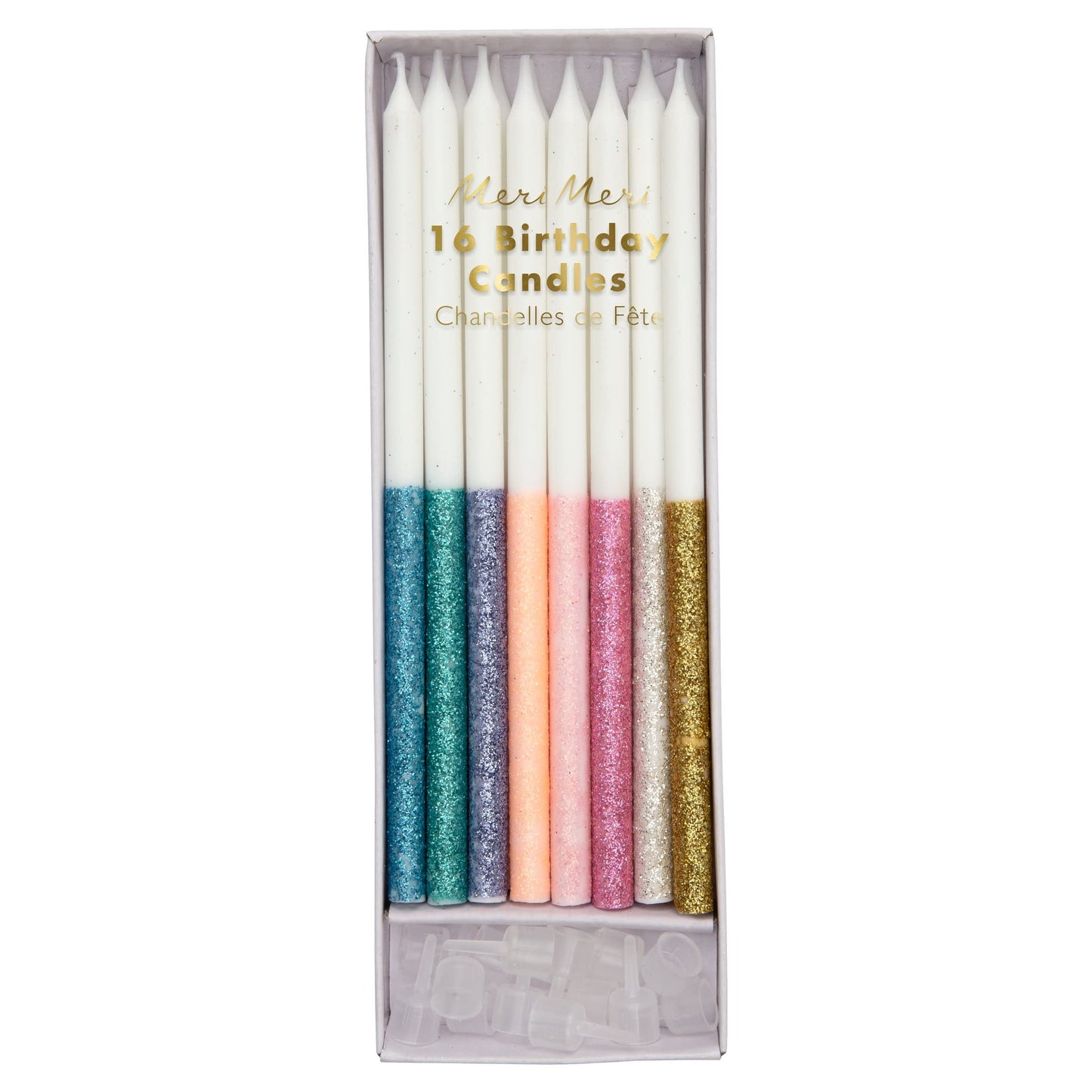 Meri Meri Glitter Dipped Birthday Candles for Cake (Pack of 24), 5.75" Tall, Unscented Meri Meri Candles