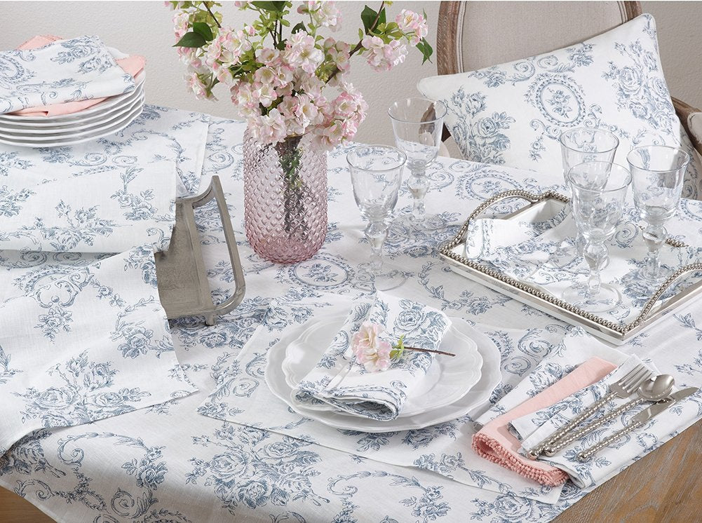 Fennco Styles Floral Story Pure 100% Pure Linen Table Set