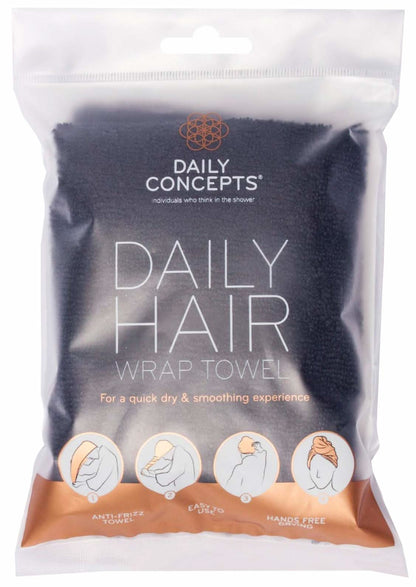 Packaged Daily Hair Wrap Towel by Daily Concepts on a white background