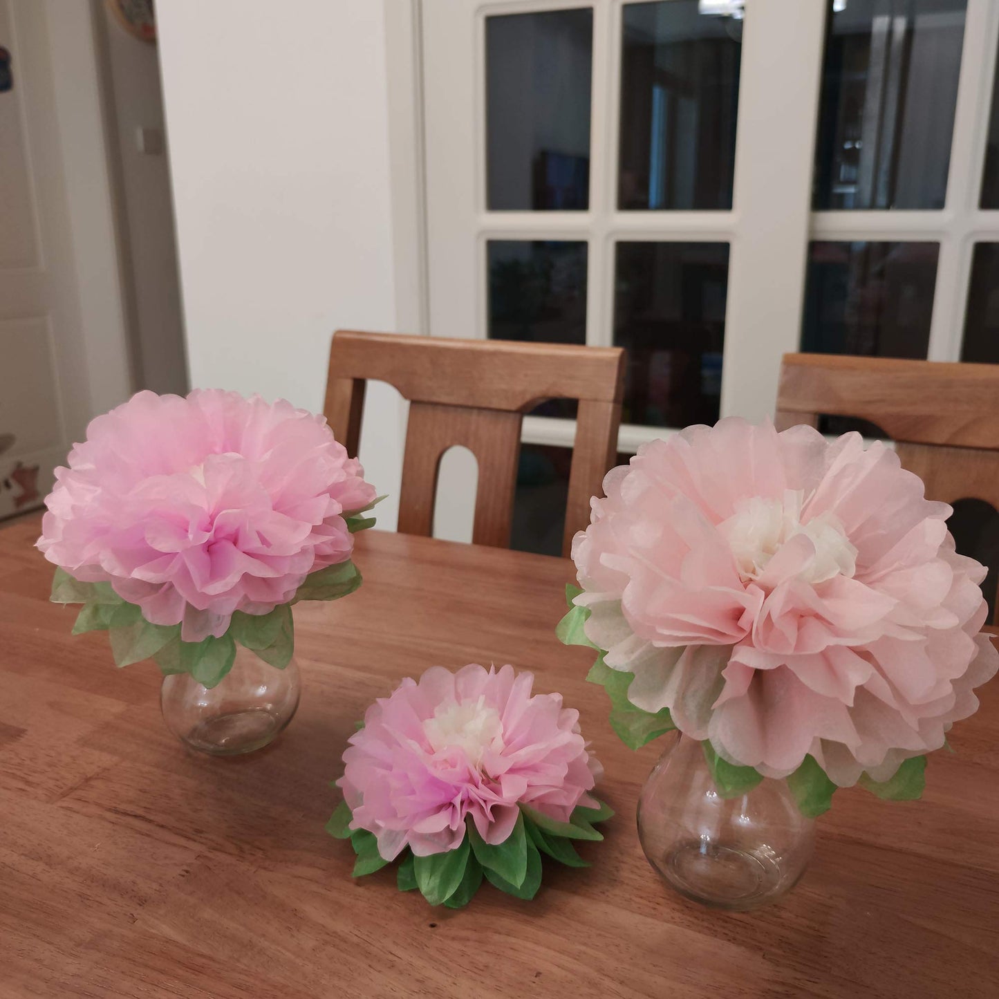 Pinks Flowers Decoration (11''-7'' Assorted) 6 pcs Artificial Tissue Paper Peony Nursery Wall Bridal Shower Centerpiece Baby Girl Birthday Tea Party