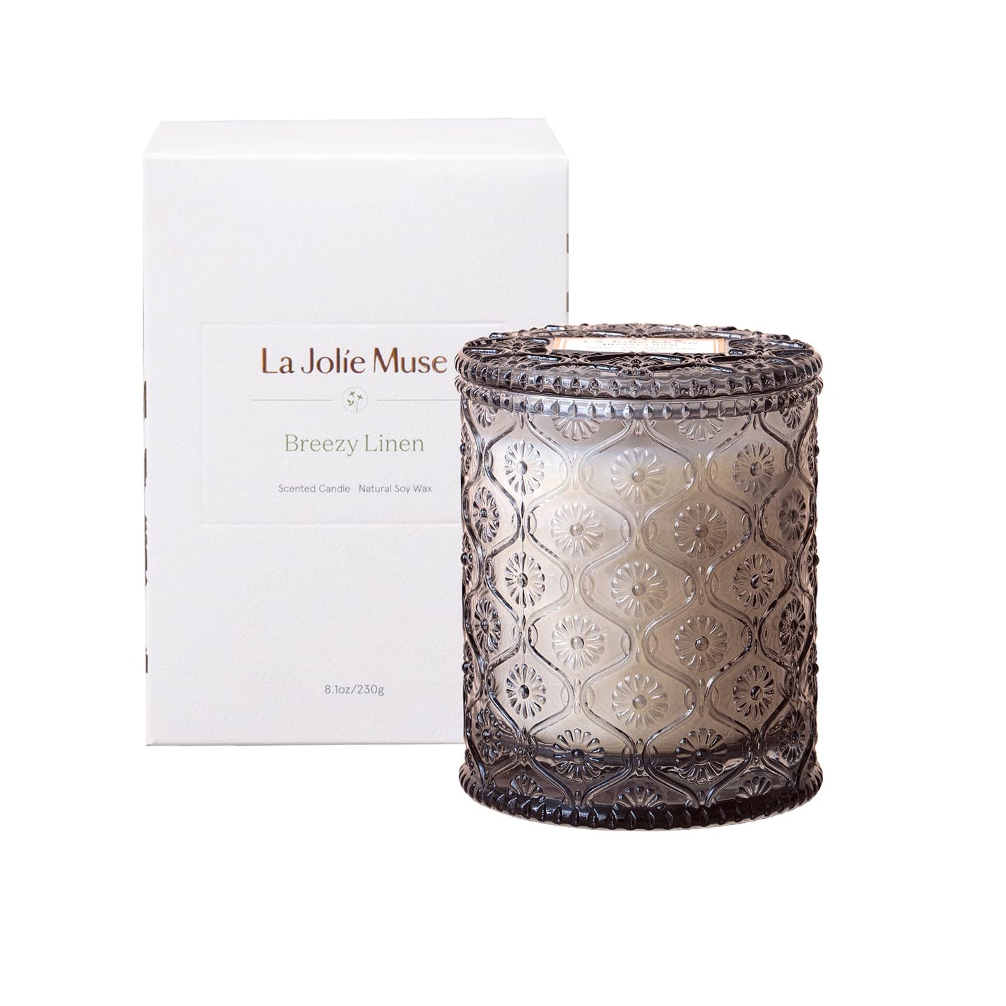 LA JOLIE MUSE Starlit Golden Fir Scented Candle, Christmas Candle Gifts, Fir & Cedarwood Candle, Winter Holiday Candles for Home Scented, Natural Soy Wax Candle, 6 oz 40 Hours Burn