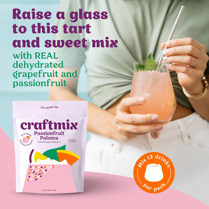 Craftmix Variety Pack, Makes 12 Drinks, Skinny Cocktail Mixers, Mocktails Non-Alcoholic Drinks - Made With Real Fruit - Vegan Low-Carb, Low-Sugar, Non-GMO, Dairy Free, Gluten Free, Easy to Mix