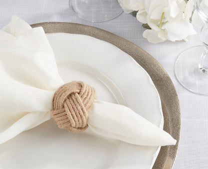 Fennco Styles Braided Jute Napkin Rings, Set of 4 Ivory Burlap Holders
