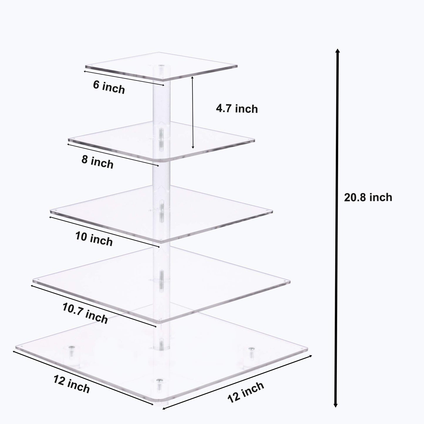 YestBuy 4 Tier Cupcake Stand Acrylic Tower Display with LED Light Premium Holder Dessert Tree Tower for Birthday Cady Bar Décor Weddings, Parties Events (Yellow Light)