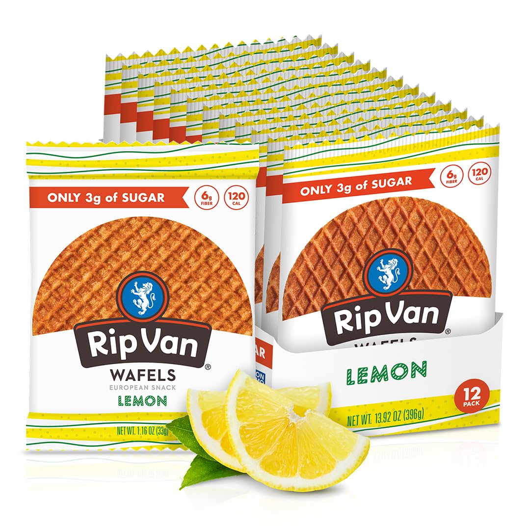 Rip Van Wafels Dutch Caramel & Vanilla Stroopwafels, Healthy Snacks, Non-GMO, Low Calorie, Low Sugar (3g), Office Snacks, Keto Friendly, 12 Count