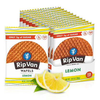 Rip Van Wafels Dutch Caramel & Vanilla Stroopwafels, Healthy Snacks, Non-GMO, Low Calorie, Low Sugar (3g), Office Snacks, Keto Friendly, 12 Count