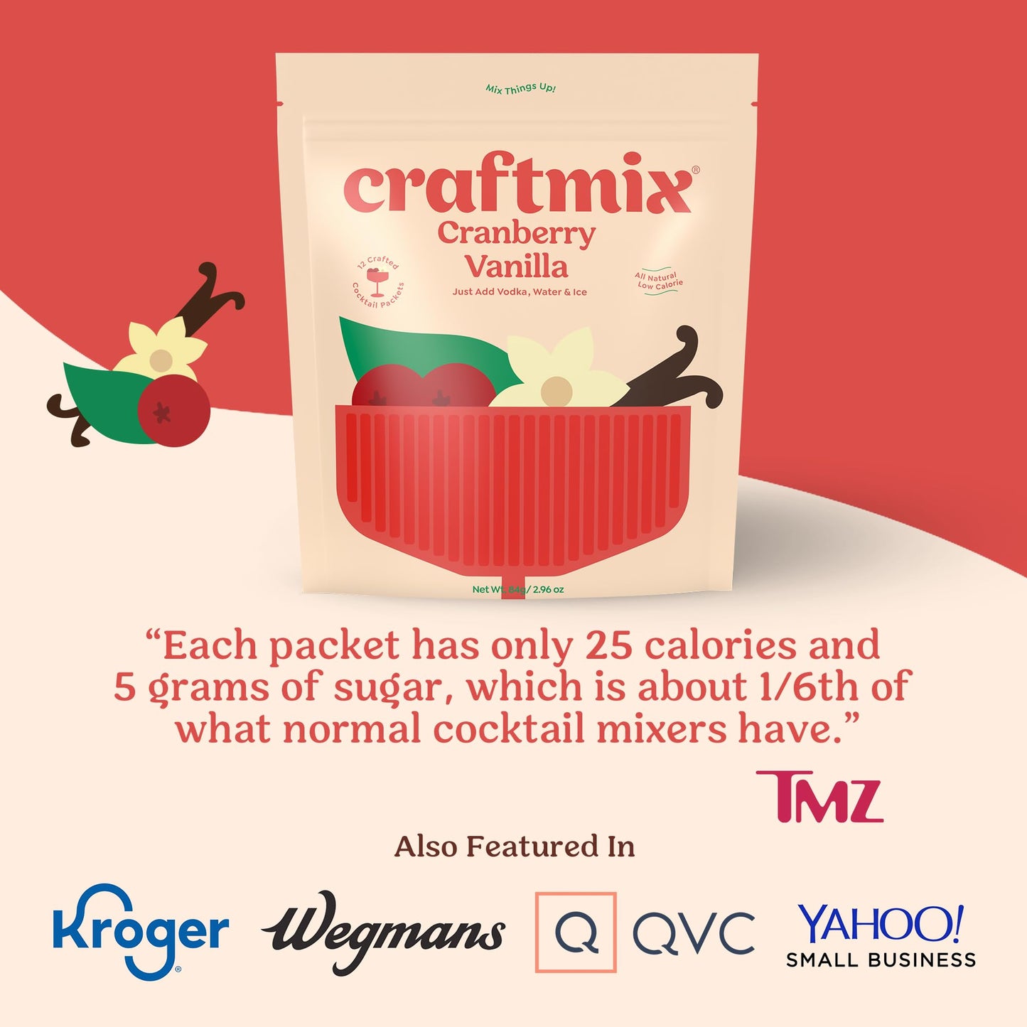 Craftmix Variety Pack, Makes 12 Drinks, Skinny Cocktail Mixers, Mocktails Non-Alcoholic Drinks - Made With Real Fruit - Vegan Low-Carb, Low-Sugar, Non-GMO, Dairy Free, Gluten Free, Easy to Mix