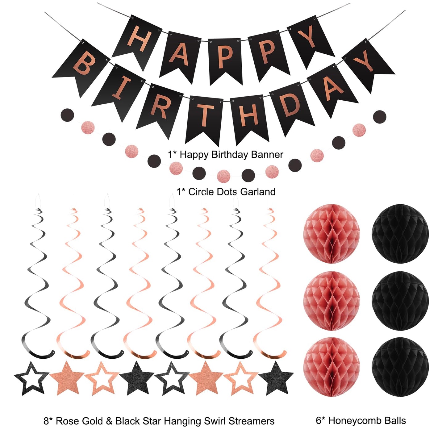 meowtastic Birthday Decorations, Happy Birthday Banner with Honeycomb Balls, Stars Hanging Swirl Streamers, Circle Dots Garland, Happy Birthday Party Decorations for Women Men Boys Girls (Blue)