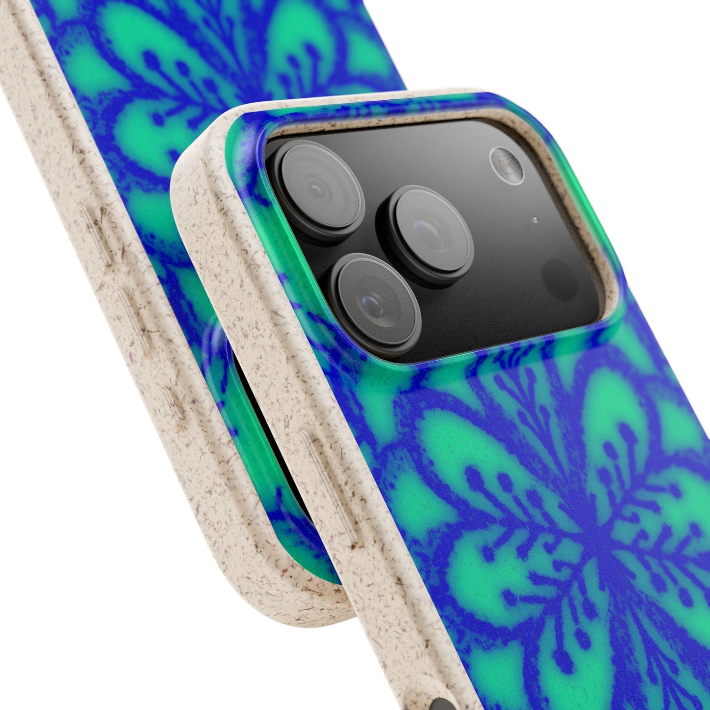 Biodegradable Phone Case — Blue Green Floral Mandala Eco-Friendly iPhone Cover