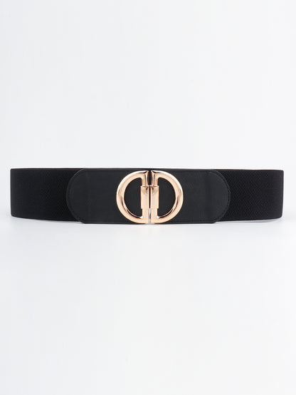 Black belt with a gold buckle on a white background