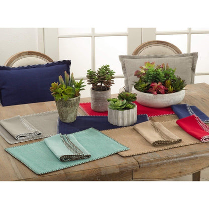 Fennco Styles Celena Collection Contemporary Whip Stitched 100% Pure Cotton 20"x20" Cloth Napkins, Set of 4 - Navy Blue Diner Napkins for Banquet, Brunch Table, Special Events