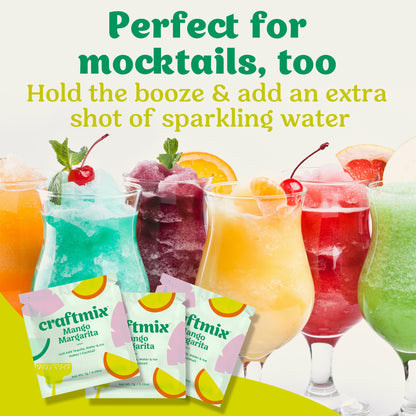 Craftmix Variety Pack, Makes 12 Drinks, Skinny Cocktail Mixers, Mocktails Non-Alcoholic Drinks - Made With Real Fruit - Vegan Low-Carb, Low-Sugar, Non-GMO, Dairy Free, Gluten Free, Easy to Mix