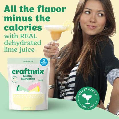 Craftmix Variety Pack, Makes 12 Drinks, Skinny Cocktail Mixers, Mocktails Non-Alcoholic Drinks - Made With Real Fruit - Vegan Low-Carb, Low-Sugar, Non-GMO, Dairy Free, Gluten Free, Easy to Mix