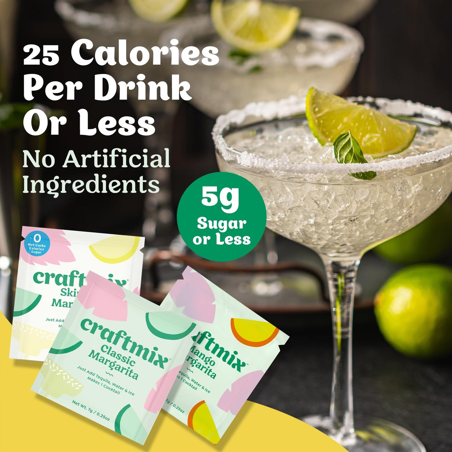 Craftmix Variety Pack, Makes 12 Drinks, Skinny Cocktail Mixers, Mocktails Non-Alcoholic Drinks - Made With Real Fruit - Vegan Low-Carb, Low-Sugar, Non-GMO, Dairy Free, Gluten Free, Easy to Mix