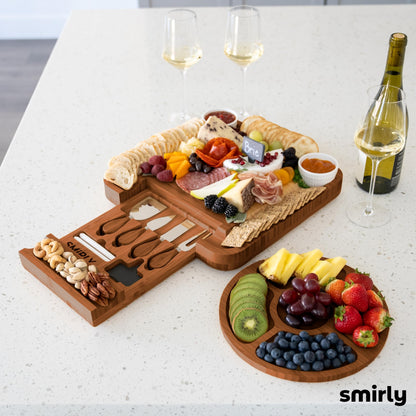 SMIRLY Charcuterie Boards Gift Set: Charcuterie Board Set, Bamboo Cheese Board Set - House Warming Gifts New Home, Wedding Gifts for Couple, Bridal Shower Gift