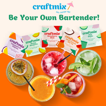 Craftmix Variety Pack, Makes 12 Drinks, Skinny Cocktail Mixers, Mocktails Non-Alcoholic Drinks - Made With Real Fruit - Vegan Low-Carb, Low-Sugar, Non-GMO, Dairy Free, Gluten Free, Easy to Mix