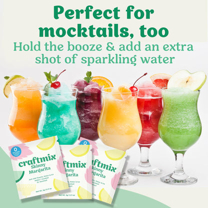 Craftmix Variety Pack, Makes 12 Drinks, Skinny Cocktail Mixers, Mocktails Non-Alcoholic Drinks - Made With Real Fruit - Vegan Low-Carb, Low-Sugar, Non-GMO, Dairy Free, Gluten Free, Easy to Mix