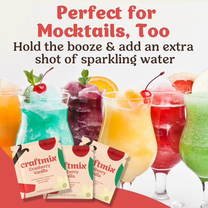 Craftmix Variety Pack, Makes 12 Drinks, Skinny Cocktail Mixers, Mocktails Non-Alcoholic Drinks - Made With Real Fruit - Vegan Low-Carb, Low-Sugar, Non-GMO, Dairy Free, Gluten Free, Easy to Mix