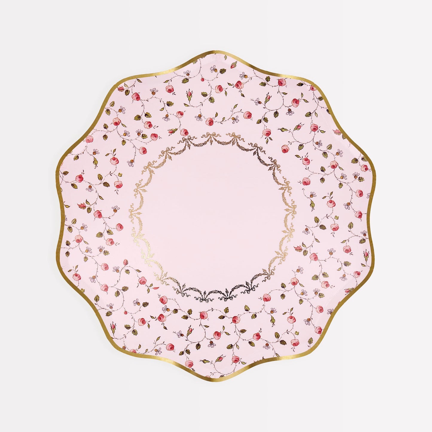 Meri Meri Ladurée X Marie-Antoinette Paper Plates (Pack of 8), Valentine's Day Party Plates, Disposable Rose and Pink Plates, 2 Sizes