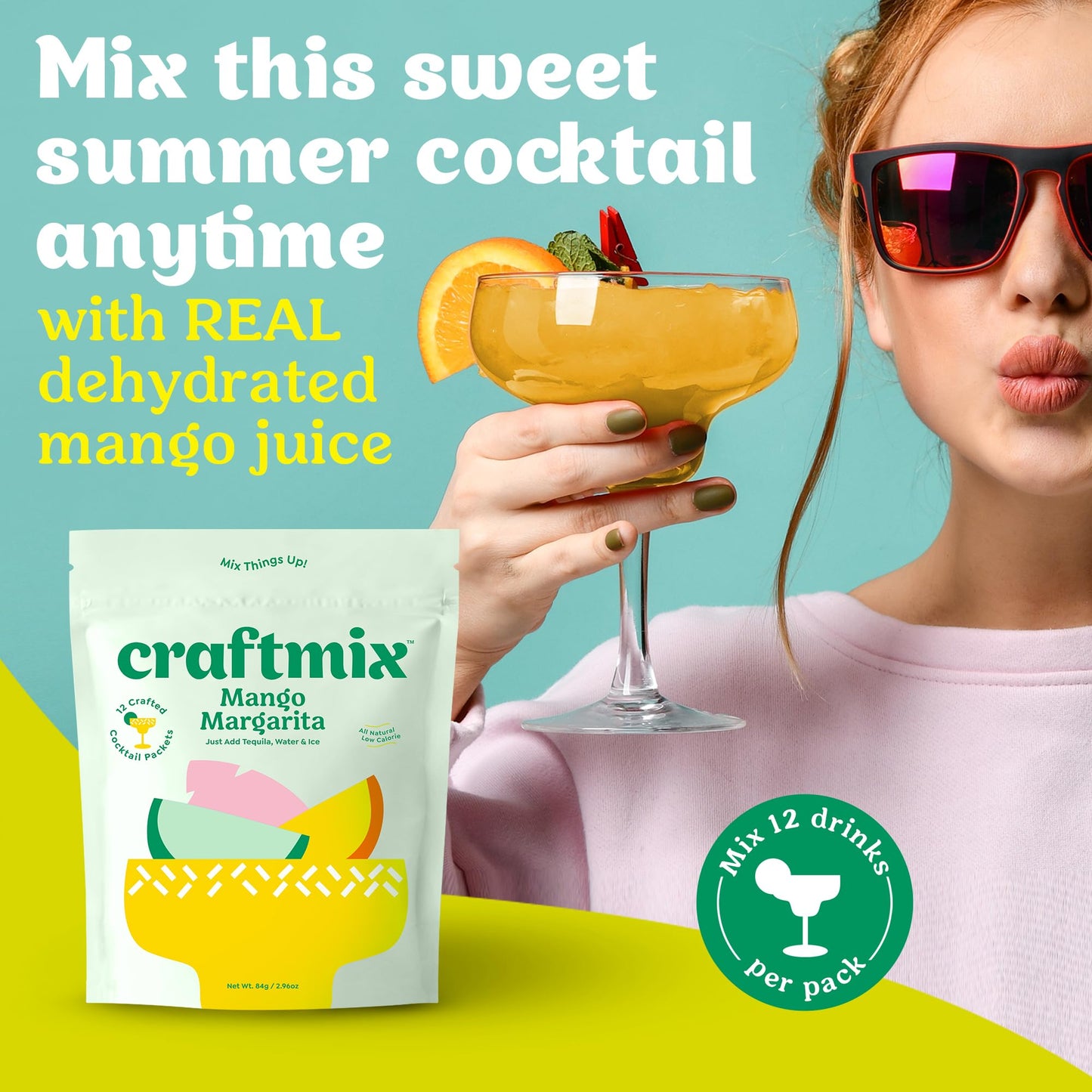 Craftmix Variety Pack, Makes 12 Drinks, Skinny Cocktail Mixers, Mocktails Non-Alcoholic Drinks - Made With Real Fruit - Vegan Low-Carb, Low-Sugar, Non-GMO, Dairy Free, Gluten Free, Easy to Mix