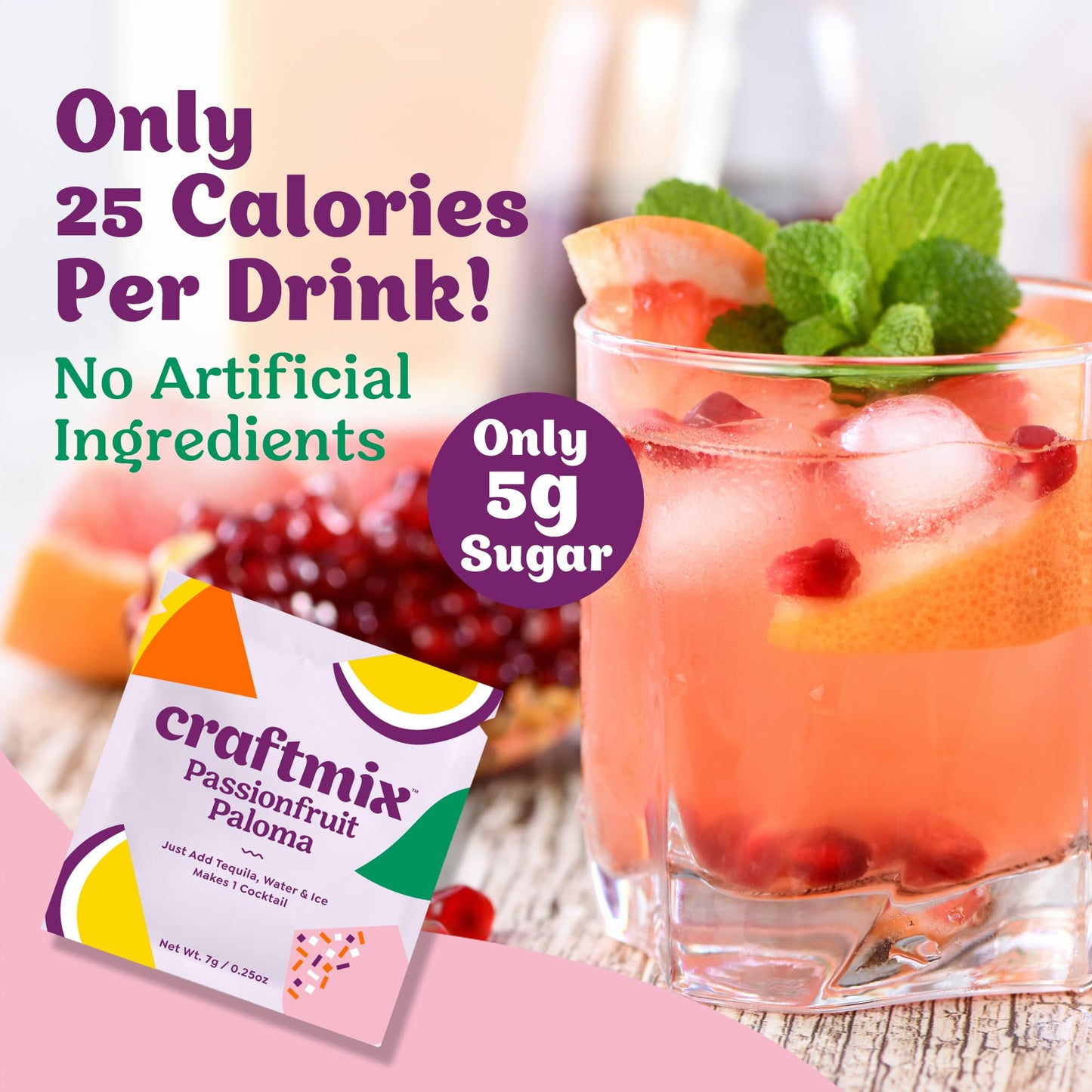 Craftmix Variety Pack, Makes 12 Drinks, Skinny Cocktail Mixers, Mocktails Non-Alcoholic Drinks - Made With Real Fruit - Vegan Low-Carb, Low-Sugar, Non-GMO, Dairy Free, Gluten Free, Easy to Mix