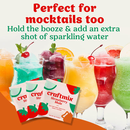 Craftmix Variety Pack, Makes 12 Drinks, Skinny Cocktail Mixers, Mocktails Non-Alcoholic Drinks - Made With Real Fruit - Vegan Low-Carb, Low-Sugar, Non-GMO, Dairy Free, Gluten Free, Easy to Mix