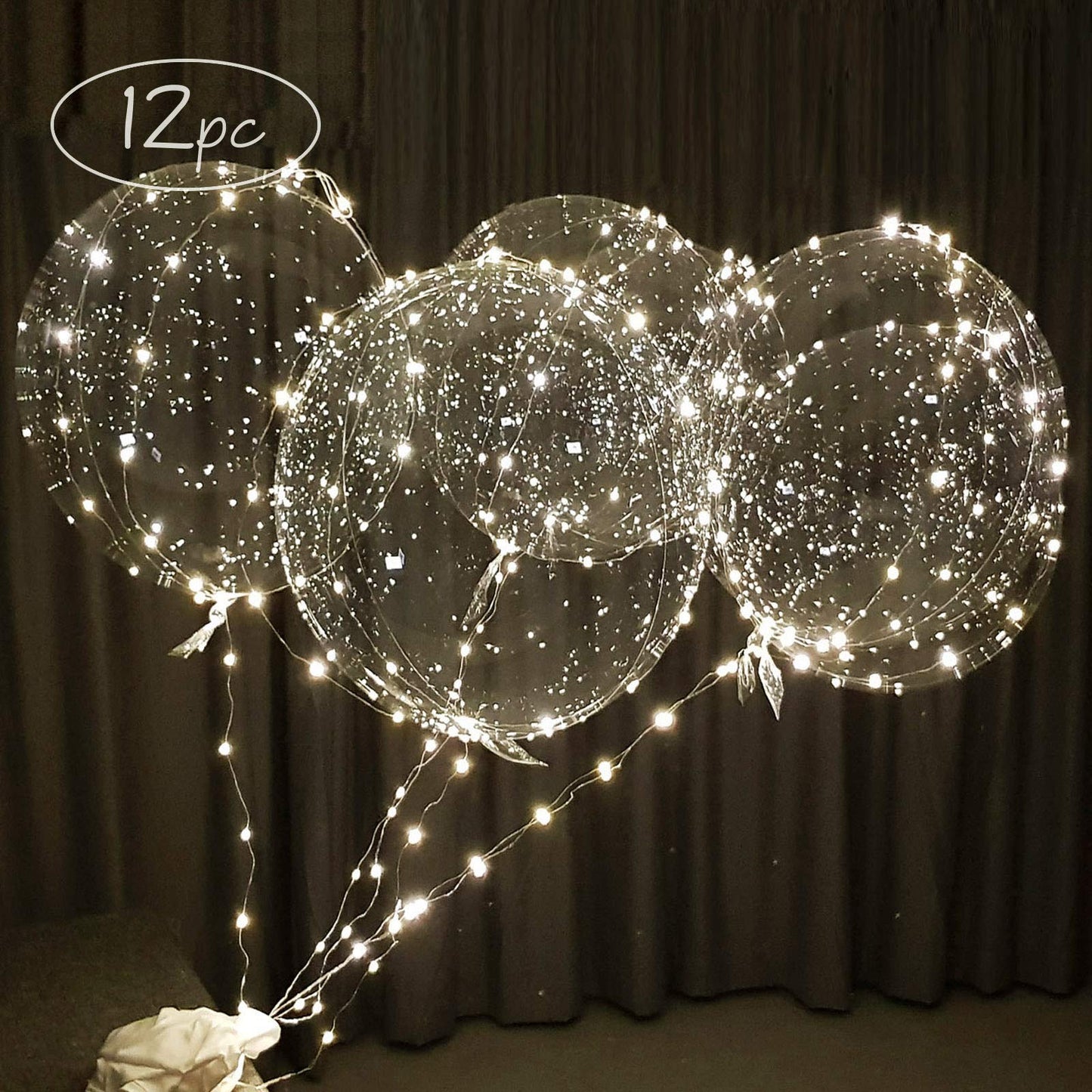 Lightsfever warm white led balloons with batteries, wedding balloons, party balloons clear balloons transparent balloons for helium or air