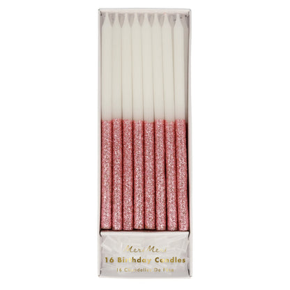 Meri Meri Glitter Dipped Birthday Candles for Cake (Pack of 24), 5.75" Tall, Unscented Meri Meri Candles