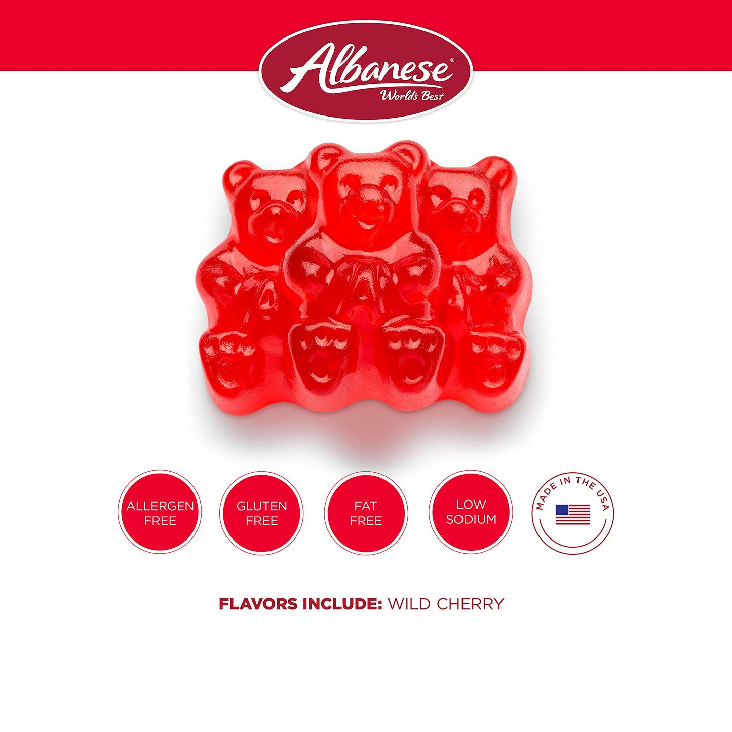 Albanese World's Best 12 Flavor Gummi Bears, 5lbs of Candy, Soft & Chewy Candy Snack, Fruity Flavor Assortment