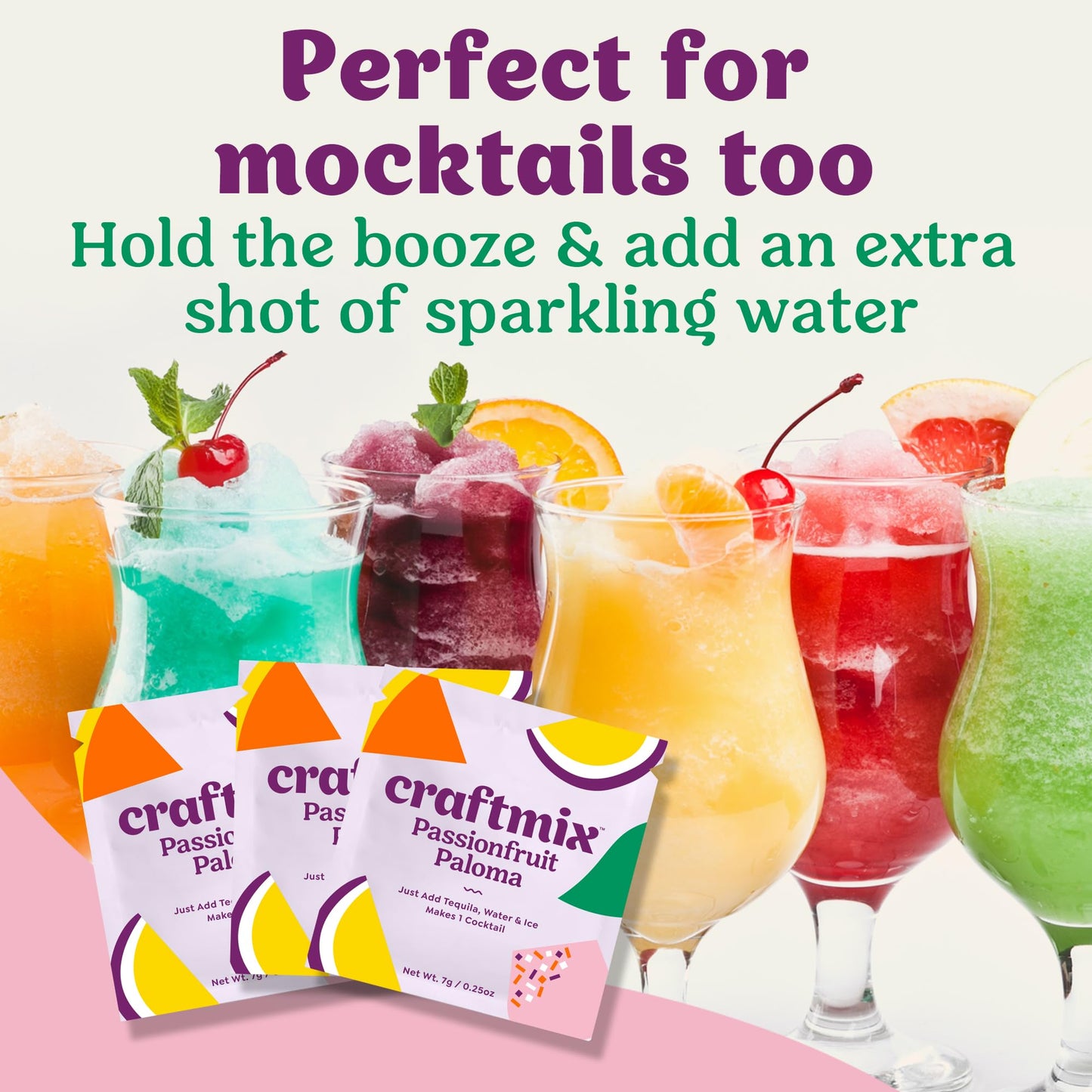 Craftmix Variety Pack, Makes 12 Drinks, Skinny Cocktail Mixers, Mocktails Non-Alcoholic Drinks - Made With Real Fruit - Vegan Low-Carb, Low-Sugar, Non-GMO, Dairy Free, Gluten Free, Easy to Mix