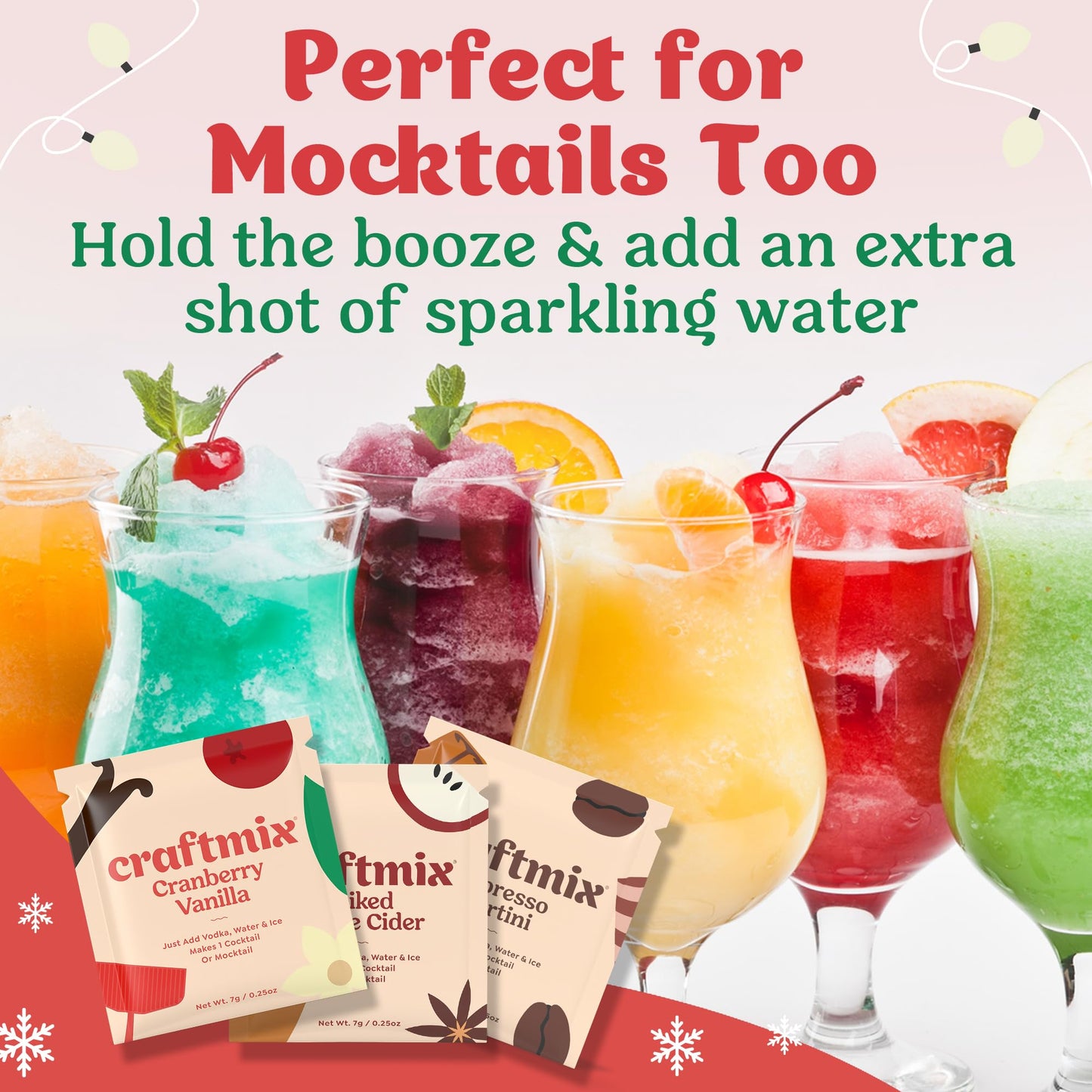 Craftmix Variety Pack, Makes 12 Drinks, Skinny Cocktail Mixers, Mocktails Non-Alcoholic Drinks - Made With Real Fruit - Vegan Low-Carb, Low-Sugar, Non-GMO, Dairy Free, Gluten Free, Easy to Mix