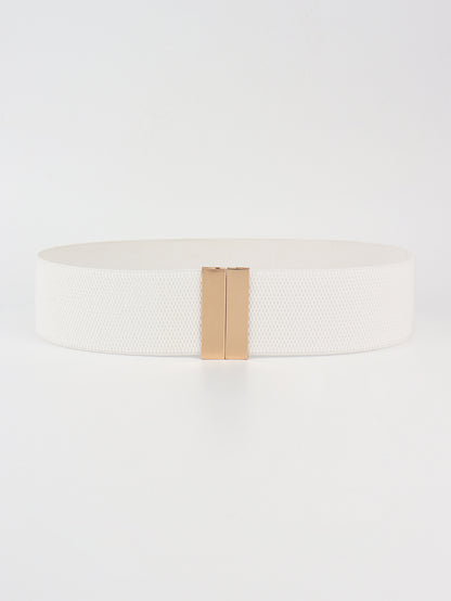 White belt with a gold buckle on a white background